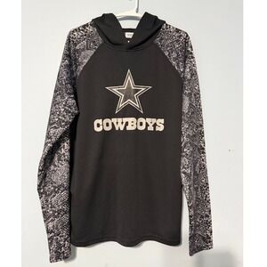 NFL Zubaz Dallas Cowboys Hoodie Men's M Black Grey Pattern Raglan Pullover 0866